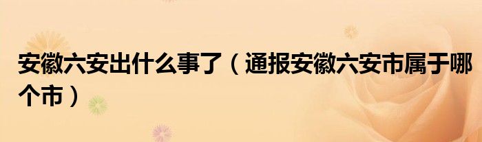 安徽六安出什么事了（通报安徽六安市属于哪个市）