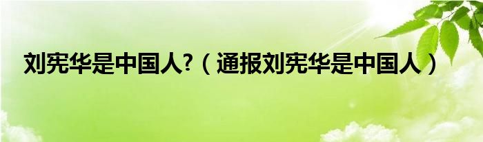 刘宪华是中国人?（通报刘宪华是中国人）