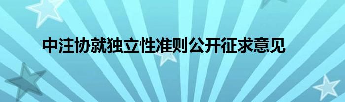 中注协就独立性准则公开征求意见