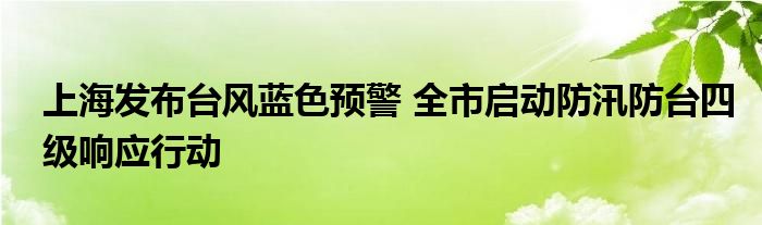 上海发布台风蓝色预警 全市启动防汛防台四级响应行动