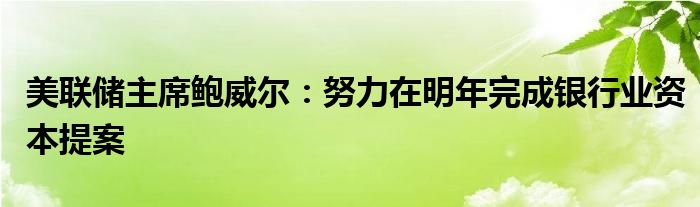 美联储主席鲍威尔：努力在明年完成银行业资本提案