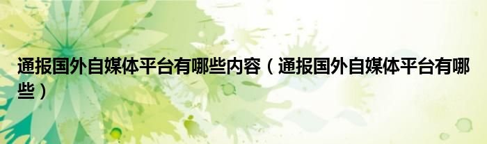 通报国外自媒体平台有哪些内容（通报国外自媒体平台有哪些）