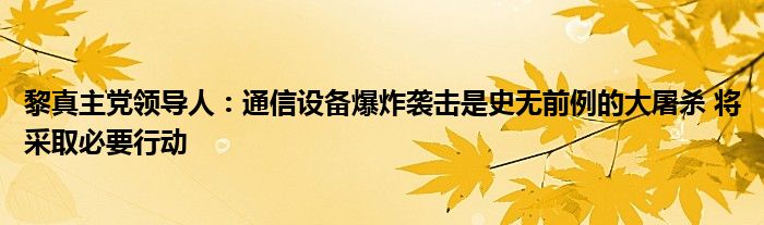 黎真主党领导人：
设备爆炸袭击是史无前例的大屠杀 将采取必要行动