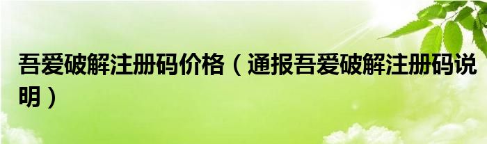 吾爱破解注册码价格（通报吾爱破解注册码说明）