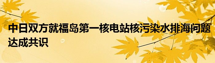 中日双方就福岛第一核电站核污染水排海问题达成共识