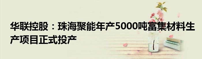 华联控股：珠海聚能年产5000吨富集材料生产项目正式投产