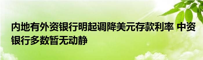 内地有外资银行明起调降美元存款利率 中资银行多数暂无动静