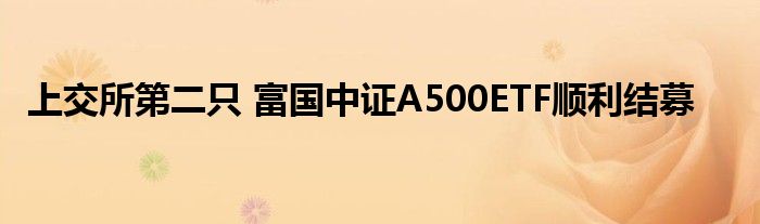 上交所第二只 富国中证A500ETF顺利结募