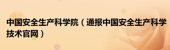 中国安全生产科学院（通报中国安全生产科学技术官网）