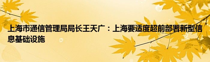 上海市
管理局局长王天广：上海要适度超前部署新型信息基础设施