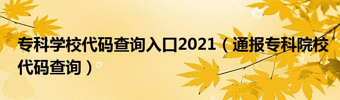 专科学校代码查询入口2021（通报专科院校代码查询）