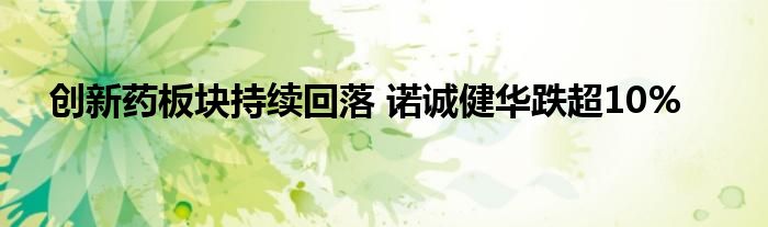 创新药板块持续回落 诺诚健华跌超10%