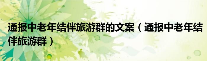 通报中老年结伴旅游群的文案（通报中老年结伴旅游群）