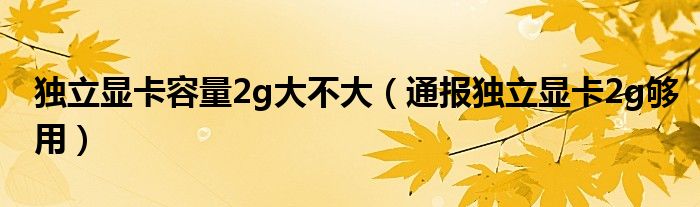 独立显卡容量2g大不大（通报独立显卡2g够用）