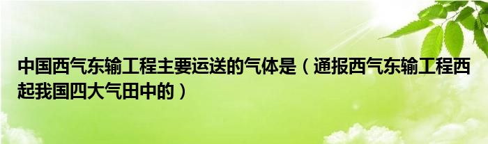 中国西气东输工程主要运送的气体是（通报西气东输工程西起我国四大气田中的）