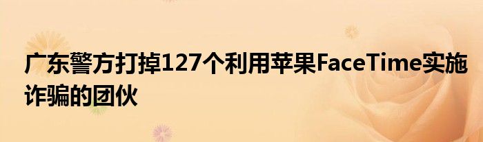 广东警方打掉127个利用苹果FaceTime实施诈骗的团伙