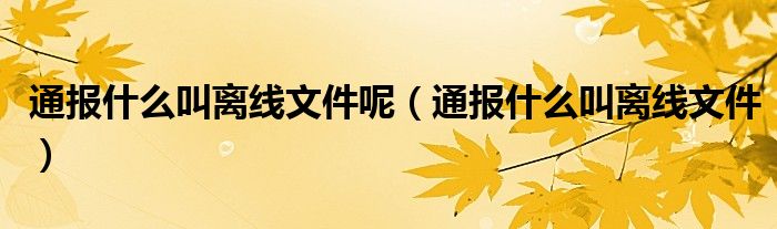 通报什么叫离线文件呢（通报什么叫离线文件）