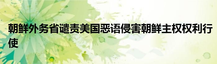 朝鲜外务省谴责美国恶语侵害朝鲜主权权利行使