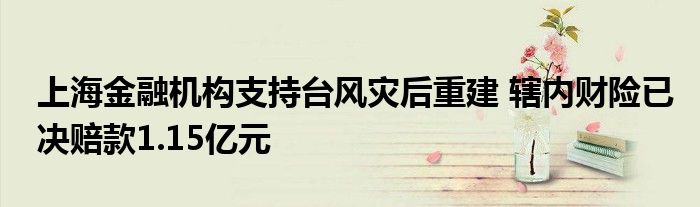 上海
机构支持台风灾后重建 辖内财险已决赔款1.15亿元