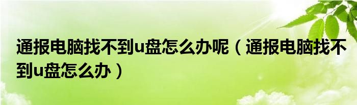 通报电脑找不到u盘怎么办呢（通报电脑找不到u盘怎么办）