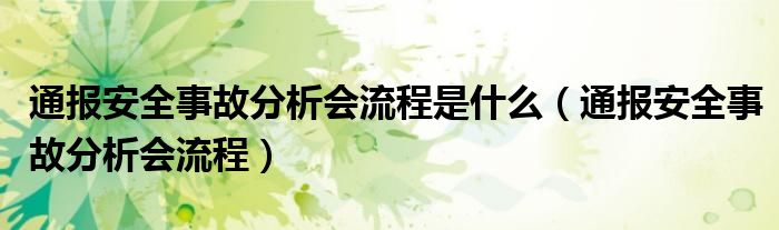 通报安全事故分析会流程是什么（通报安全事故分析会流程）