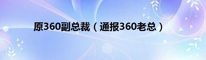 原360副总裁（通报360老总）