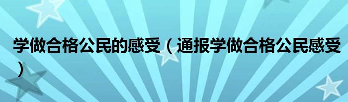 学做合格公民的感受（通报学做合格公民感受）