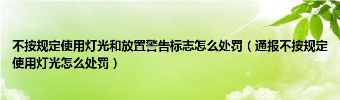 不按规定使用灯光和放置警告标志怎么处罚（通报不按规定使用灯光怎么处罚）