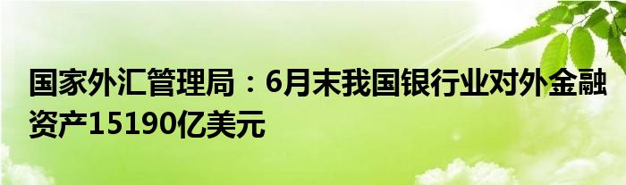 国家外汇管理局：6月末我国银行业对外
资产15190亿美元