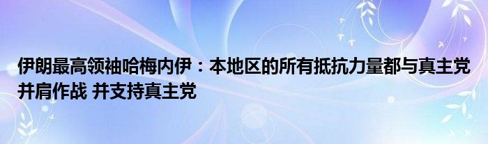 伊朗最高领袖哈梅内伊：本地区的所有抵抗力量都与真主党并肩作战 并支持真主党