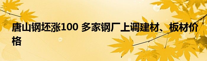 唐山钢坯涨100 多家钢厂上调建材、板材价格