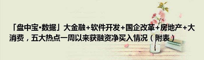 「盘中宝•数据」大
+软件开发+国企改革+房地产+大消费，五大热点一周以来获融资净买入情况（附表）