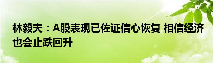 林毅夫：A股表现已佐证信心恢复 相信经济也会止跌回升