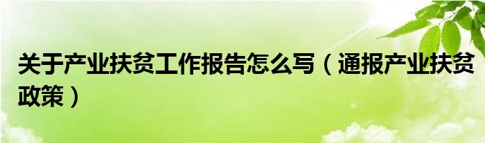 关于产业扶贫工作报告怎么写（通报产业扶贫政策）