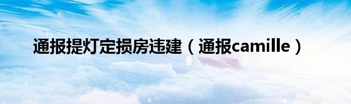 通报提灯定损房违建（通报camille）