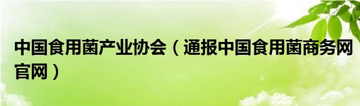 中国食用菌产业协会（通报中国食用菌商务网官网）