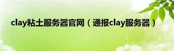 clay粘土服务器官网（通报clay服务器）