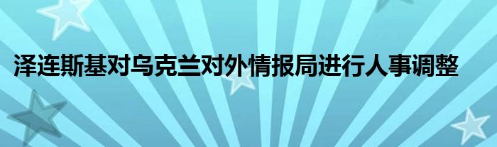 泽连斯基对乌克兰对外情报局进行人事调整