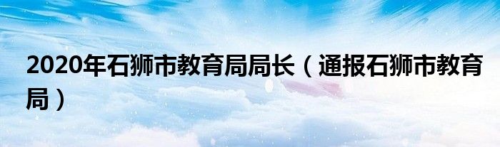 2020年石狮市教育局局长（通报石狮市教育局）