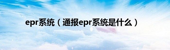 epr系统（通报epr系统是什么）