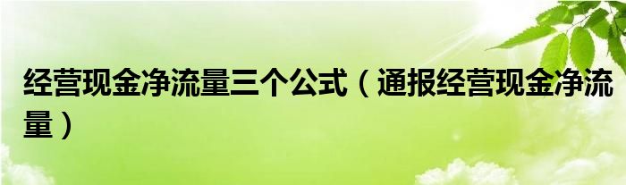 经营现金净流量三个公式（通报经营现金净流量）