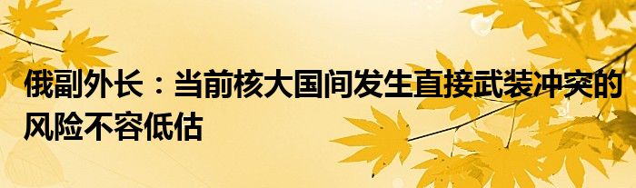 俄副外长：当前核大国间发生直接武装冲突的风险不容低估