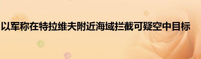 以军称在特拉维夫附近海域拦截可疑空中目标