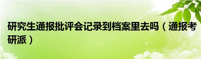 研究生通报批评会记录到档案里去吗（通报考研派）