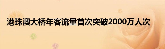 港珠澳大桥年客流量首次突破2000万人次