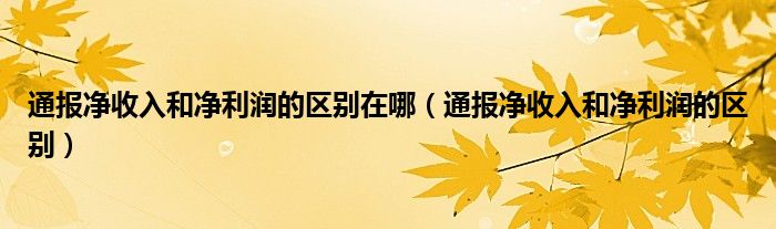 通报净收入和净利润的区别在哪（通报净收入和净利润的区别）