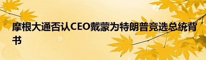 摩根大通否认CEO戴蒙为特朗普竞选总统背书