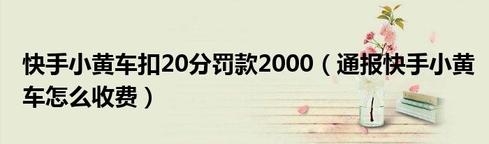 快手小黄车扣20分罚款2000（通报快手小黄车怎么收费）