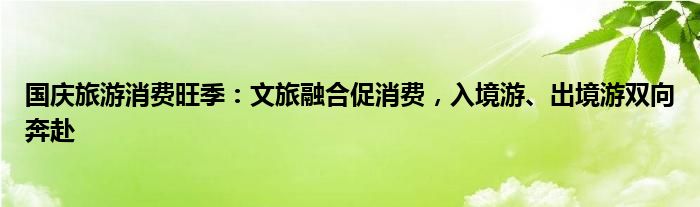 国庆旅游消费旺季：文旅融合促消费，入境游、出境游双向奔赴