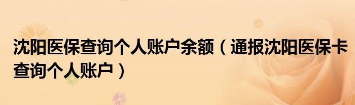 沈阳医保查询个人账户余额（通报沈阳医保卡查询个人账户）